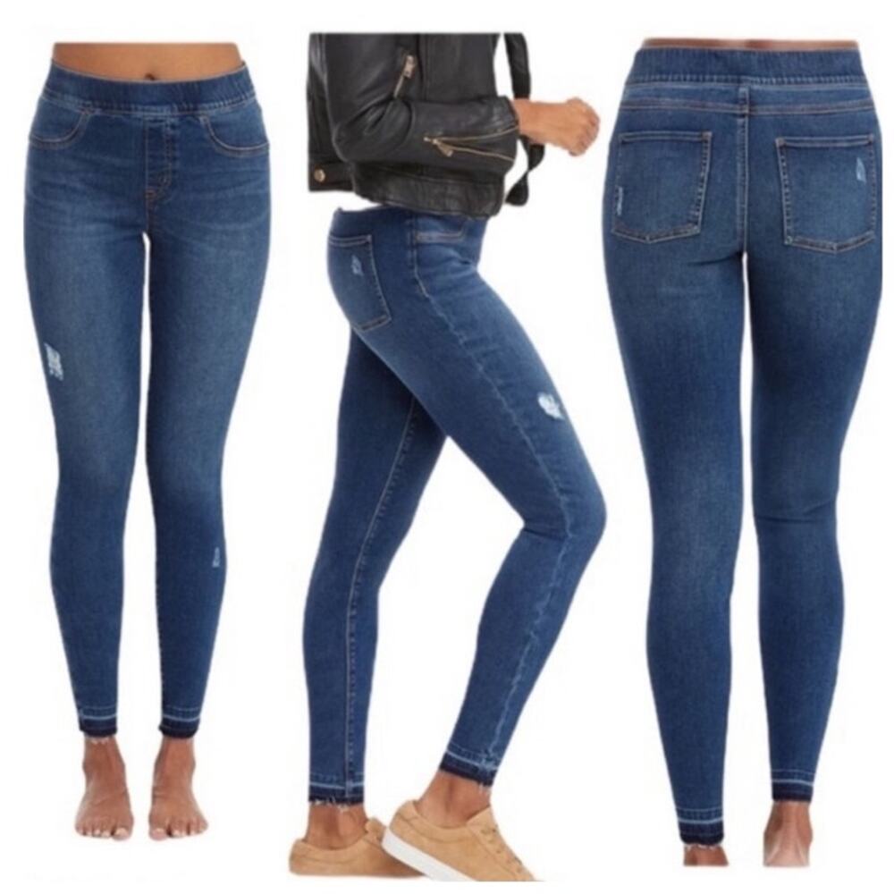 Spanx Distressed High Rise Skinny Jeans Ankle Blue Small